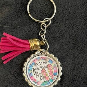 Beach Babe Pink Tassel Keychain